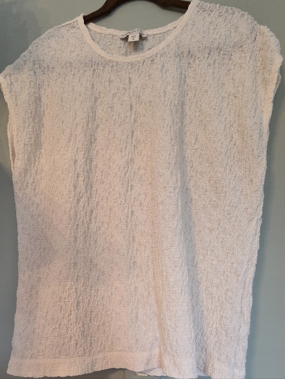 Coldwater Creek Off-White Crinkle Textured Top Size  XL